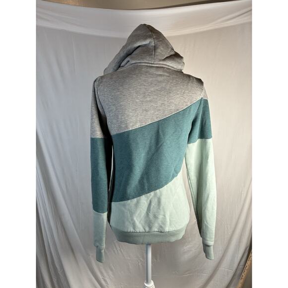 Wanakome Artemis Cowl Neck Hooded Sweatshirt Womens Sm Blue Colorblock Casual - Picture 2 of 7